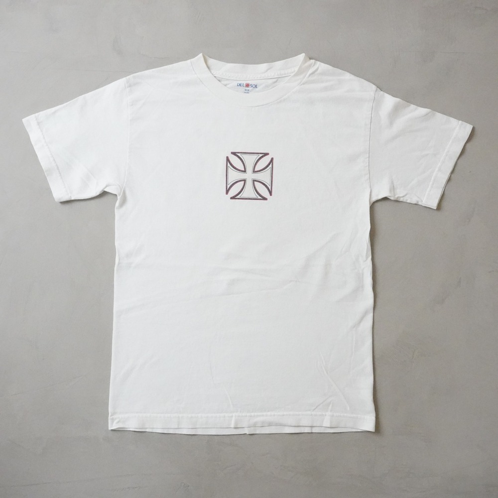 Vintage Del Sol St. Maarten T-Shirt Small Mens White Cross Graphic Biker Style